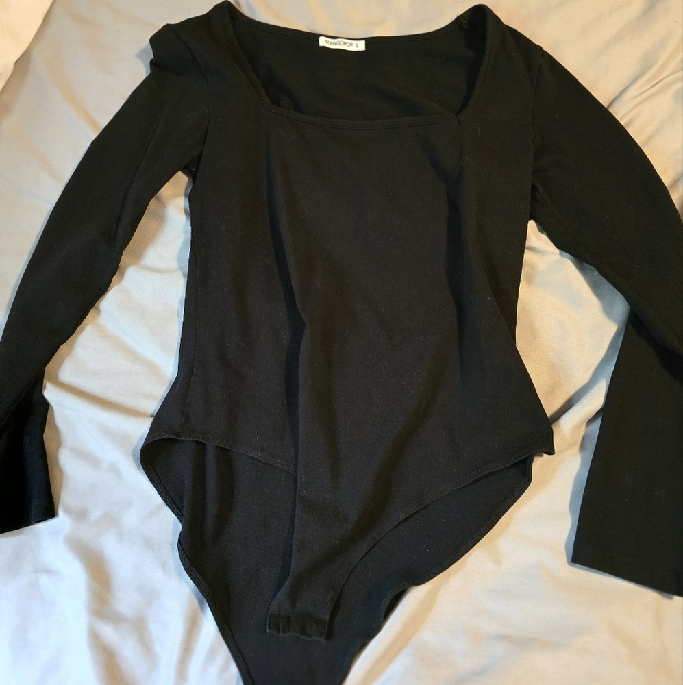 Mango Black Fitted Bodysuit